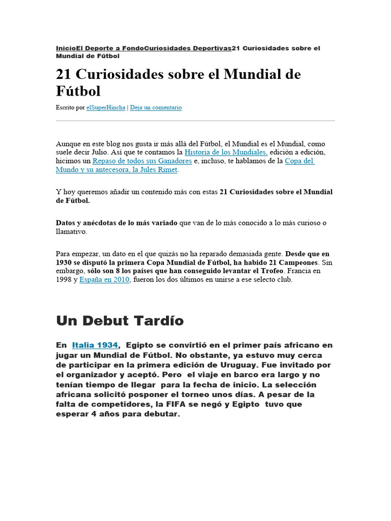 Mundial de Futbol | PDF | FIFA Copa del Mundo | Selección nacional de ...