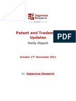 Sagacious Research - Patent &amp; Trademark Updates – 17th November, 2011