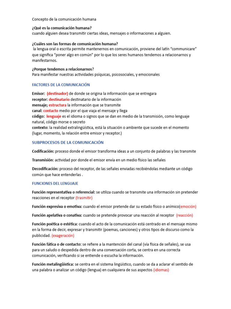 Conceptos Clave de Comunicación Humana | PDF | Comunicación ...