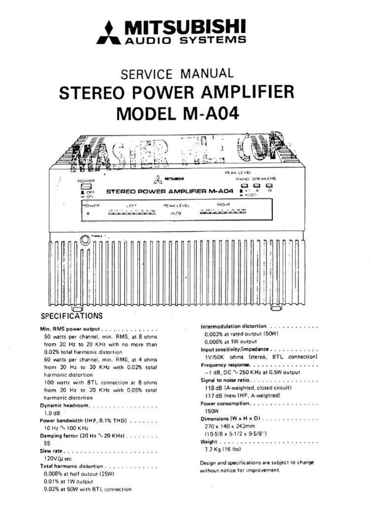 Mitsubishi M A04 Service Manual Pdf