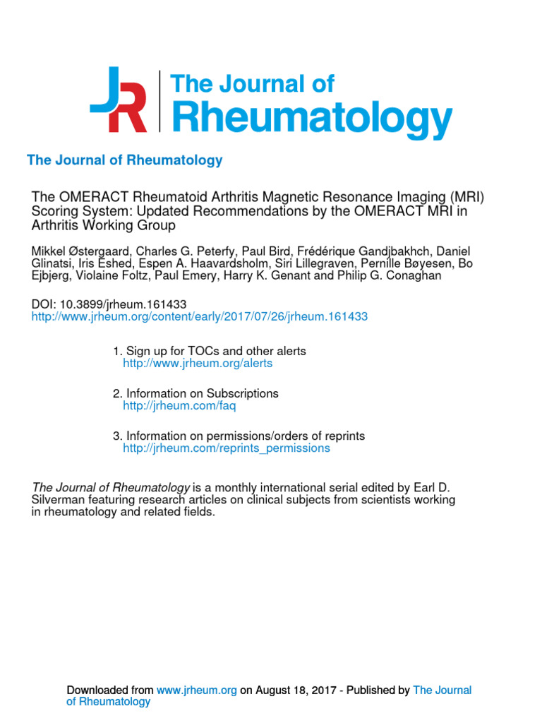 Omeract Resonancia Recomendaciones 2017 | PDF | Magnetic Resonance ...