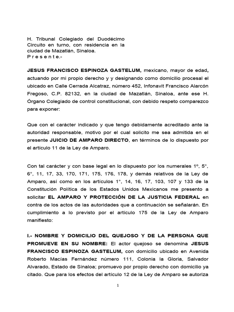 Amparo Directo | Descargar gratis PDF | Caso de ley | Sentencia (ley)