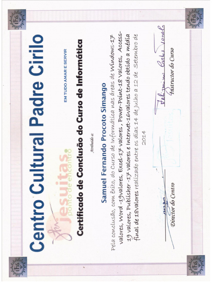Certificado Informatica Pdf