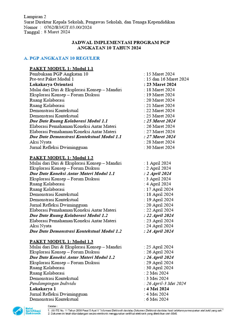 20240308 Jadwal Pelaksanaan PGP Angkatan 10 Reguler Tahun 2024 PDF