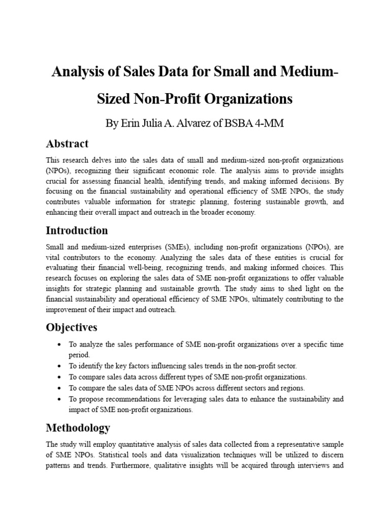 SME Non-Profit Sales Data Analysis | PDF | Small And Medium Sized ...