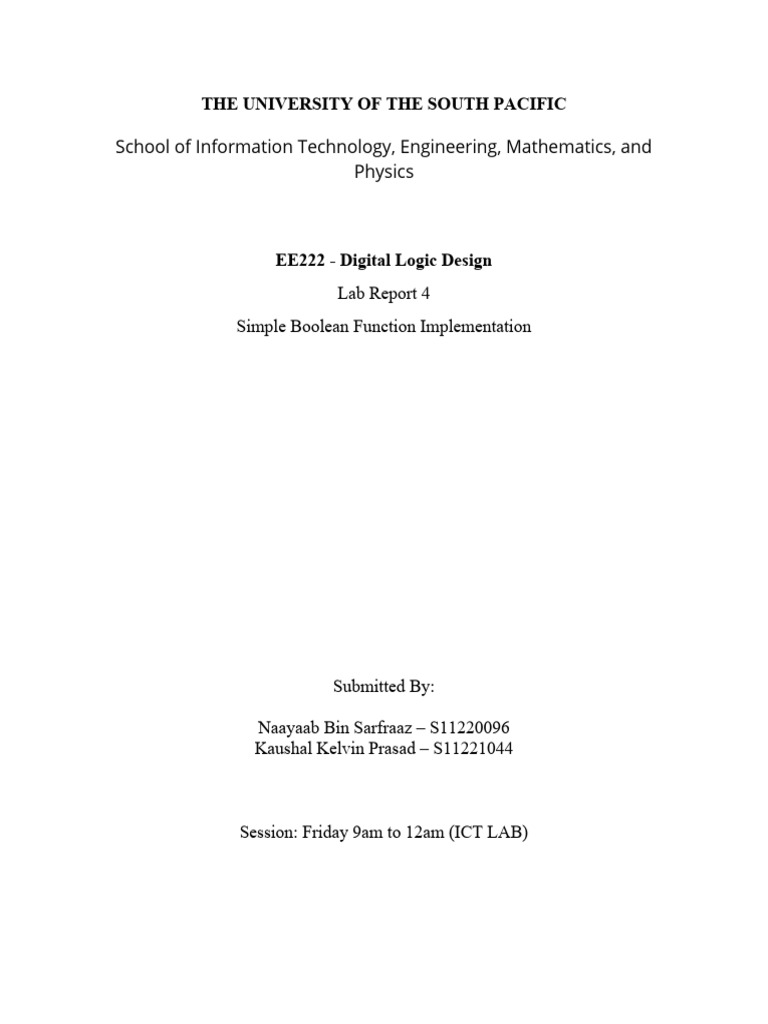 EE222 Lab 4 | PDF | Logic Gate | Boolean Algebra