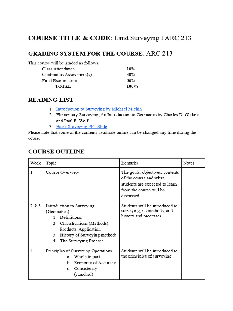 ARC 213 | PDF | Surveying | Accuracy And Precision