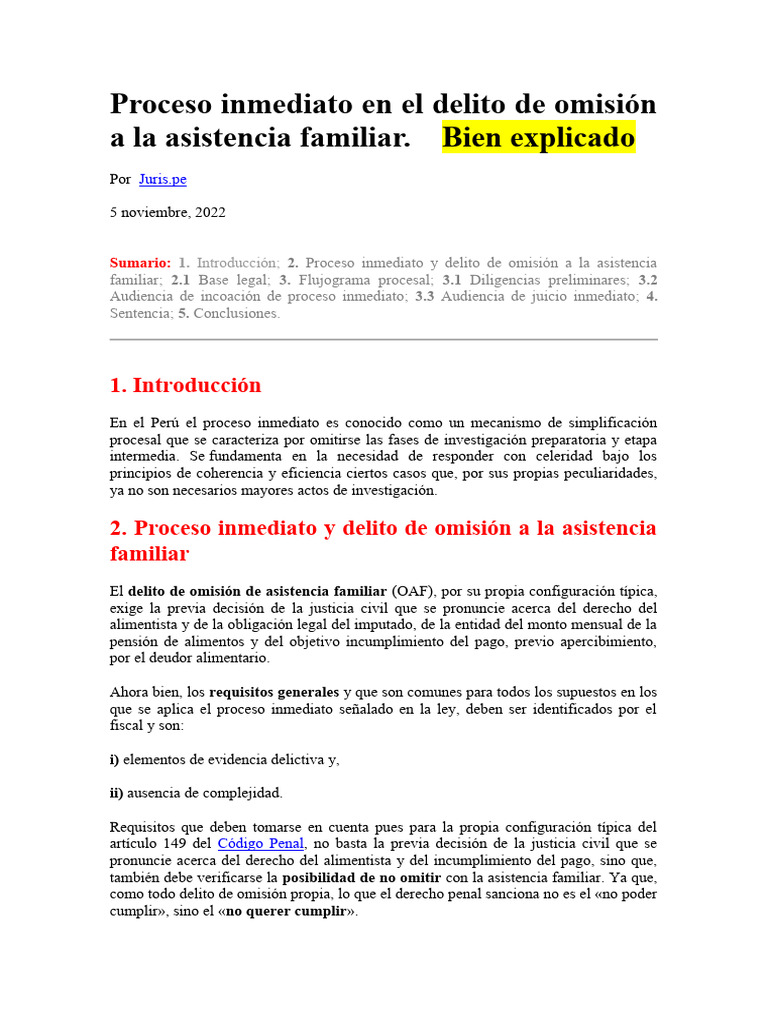 Proceso Inmediato por Omisión Alimentaria | PDF | Fiscal | Derecho penal