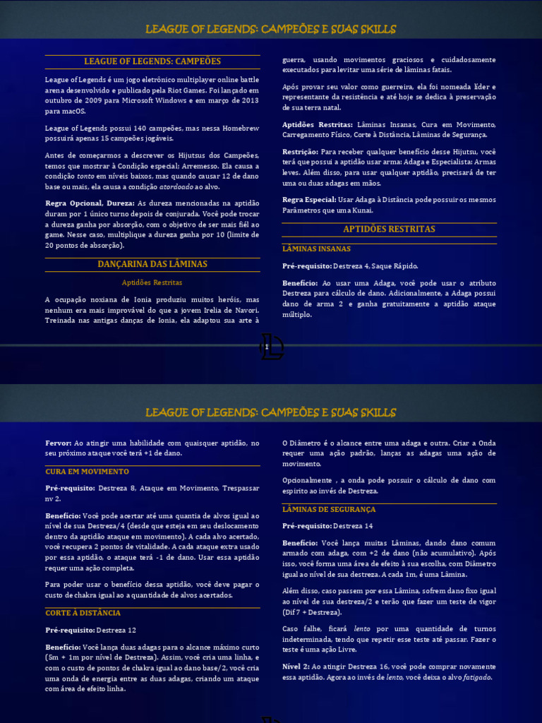 League of Legends: Skills de Campeões | PDF | Projéteis | Munição
