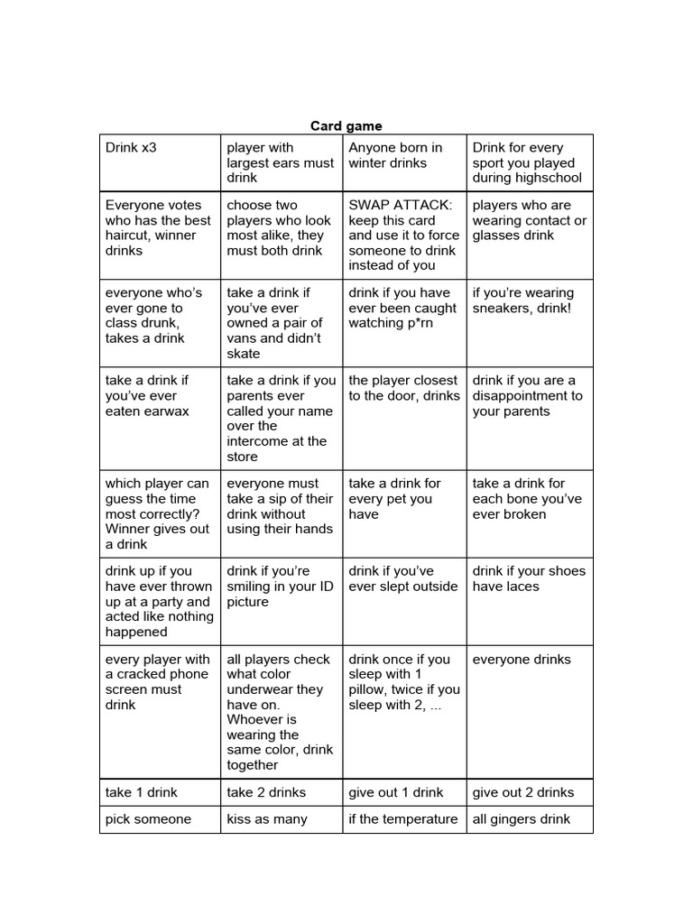 Drinking Game Pdf