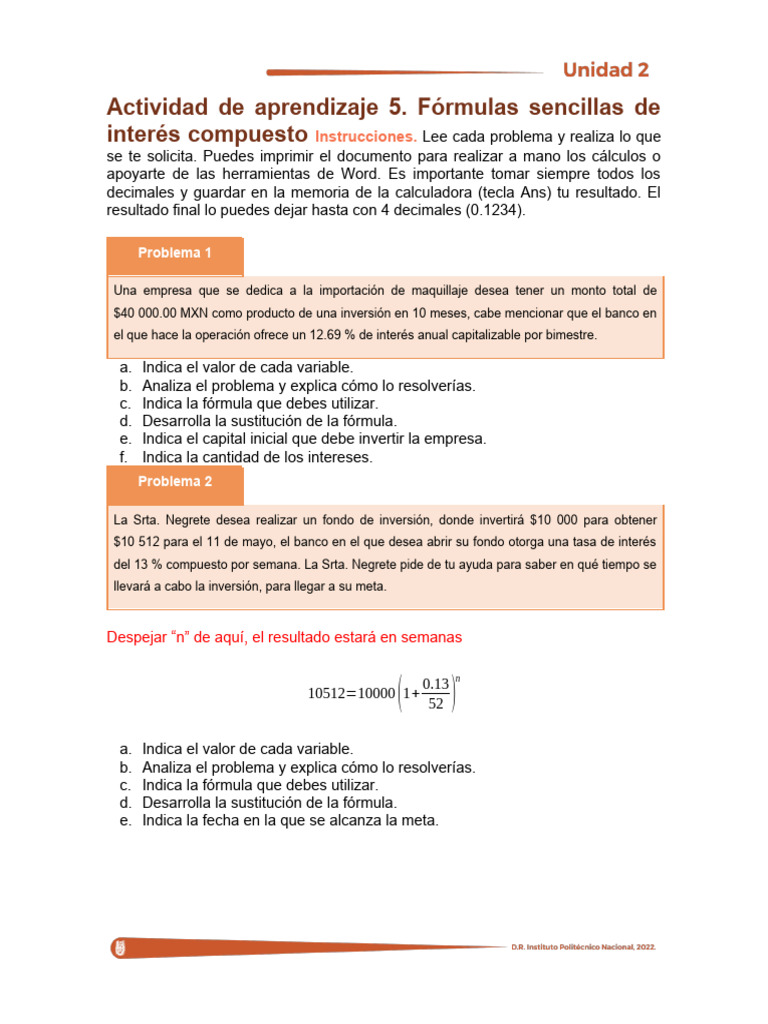 Ejercicios de Interés Simple y Compuesto | PDF | Interés ...