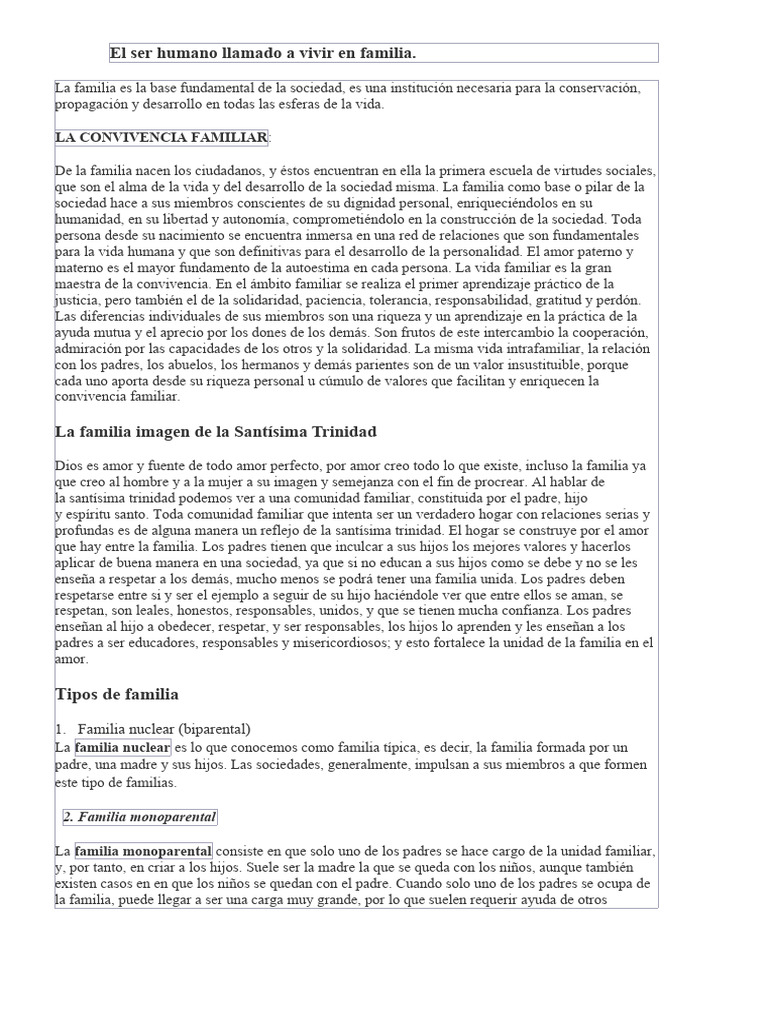 La importancia de la familia en la sociedad | PDF | Familia | Amor