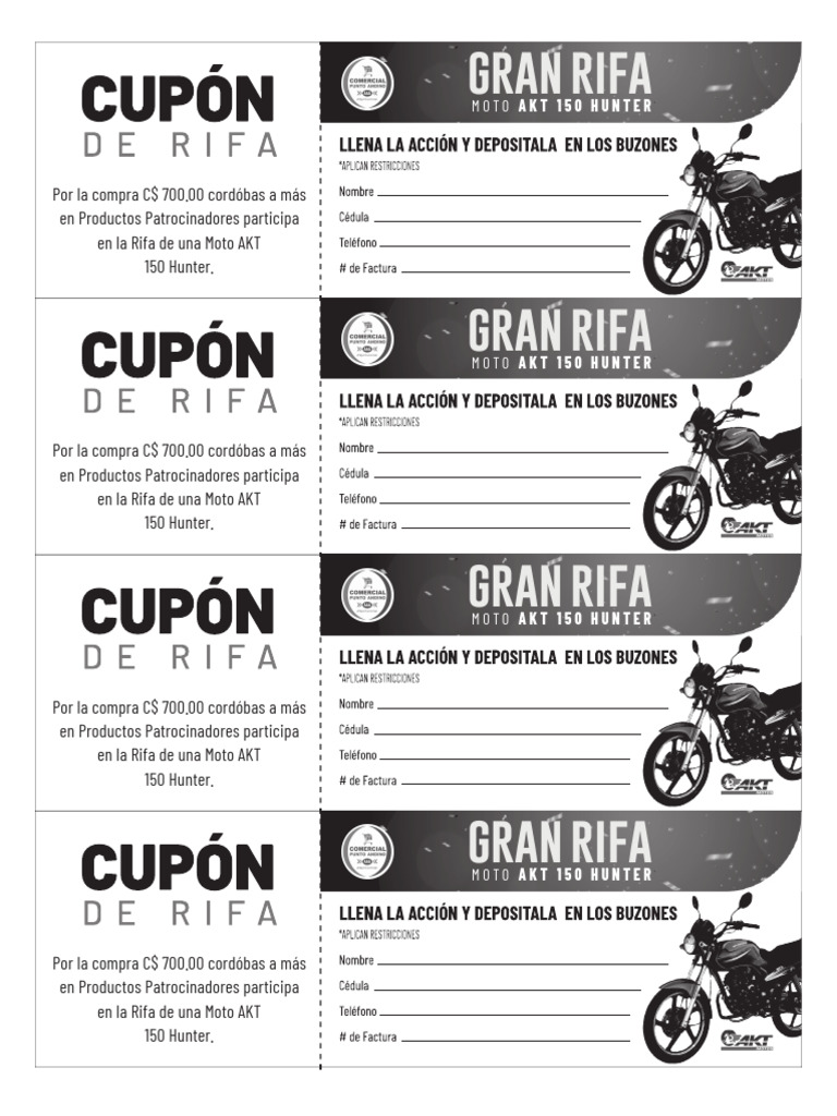 Rifa Moto AKT 150 Hunter por C$ 700 | PDF