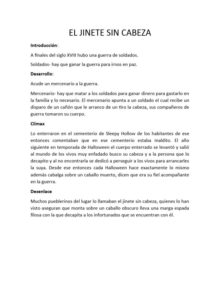 La Leyenda del Jinete Sin Cabeza | PDF