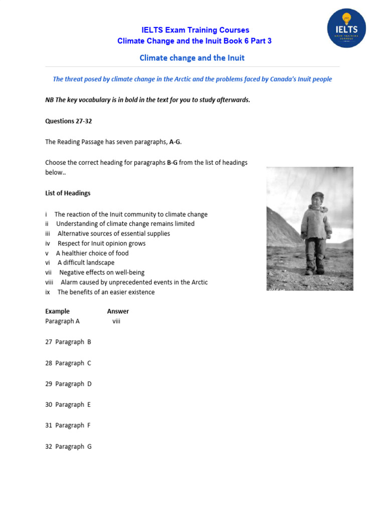 Ielts reading climate change and the inuit pdf inuit arctic
