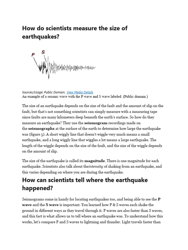 How do scientists measure the size of earthquakes pdf