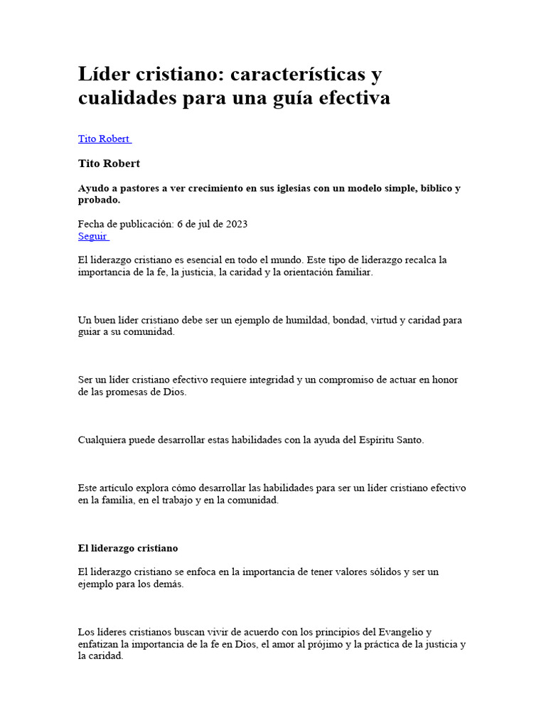 Líder Cristiano | PDF | Liderazgo | Jesús
