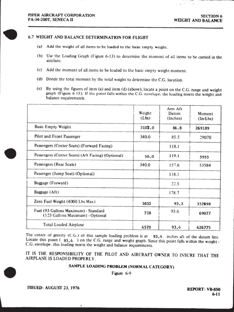 Seneca Weight and Balance Info | PDF