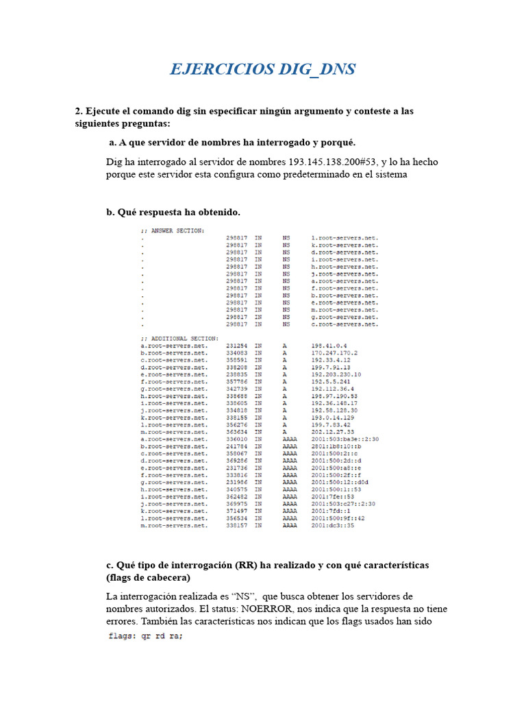 Ejercicios Dig | PDF | sistema de nombres de dominio | Protocolos de red