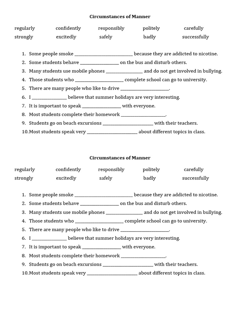 Sentence Completion with Adverbs | PDF | Language Arts & Discipline