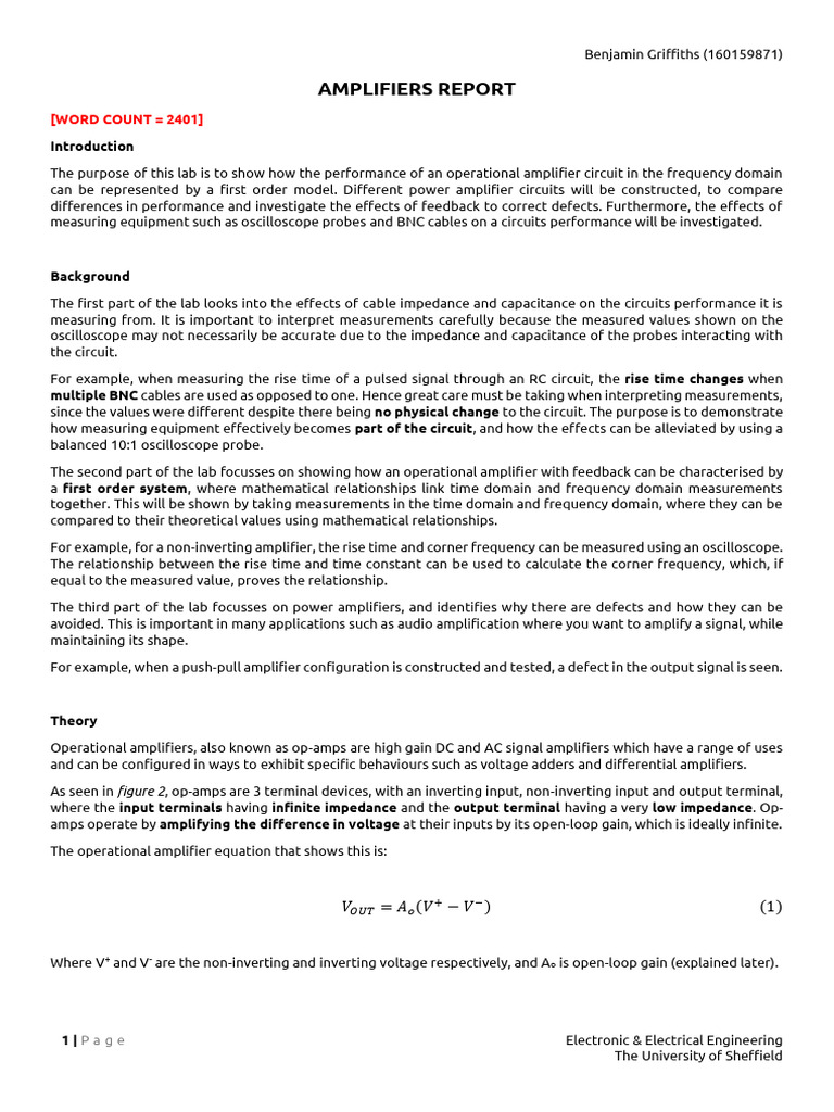 Amplifier Lab | PDF | Operational Amplifier | Amplifier