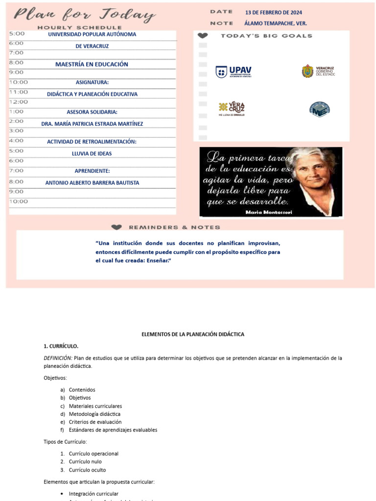 Elementos Clave de la Planeación Didáctica | PDF | Plan de estudios ...