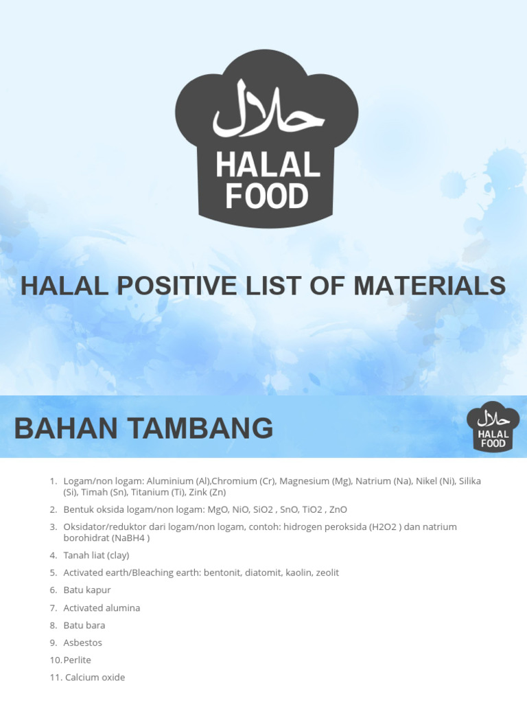 Daftar Positif Bahan Halal | PDF