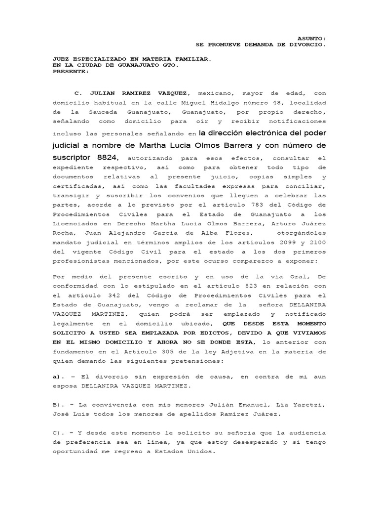 Divorcio Unilateral Pdf Divorcio Caso De Ley