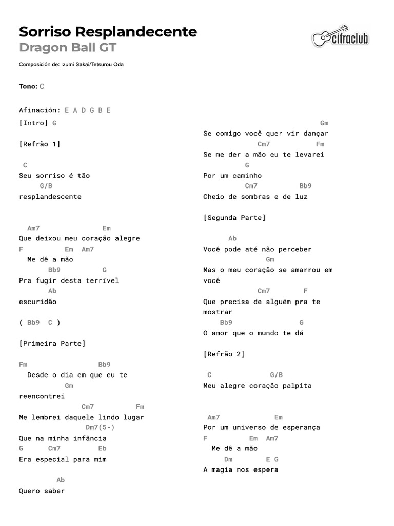 Dragon Ball GT Cifra PDF