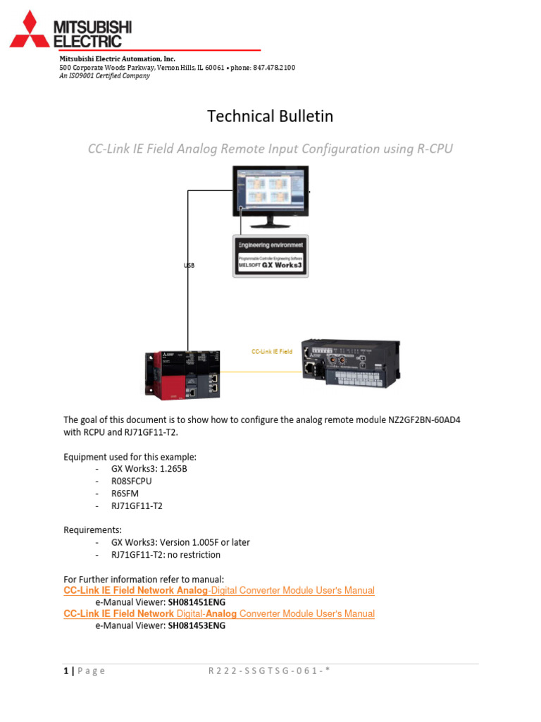 CC-Link IE Field Analog Remote Input Configuration Using RCPU | PDF ...