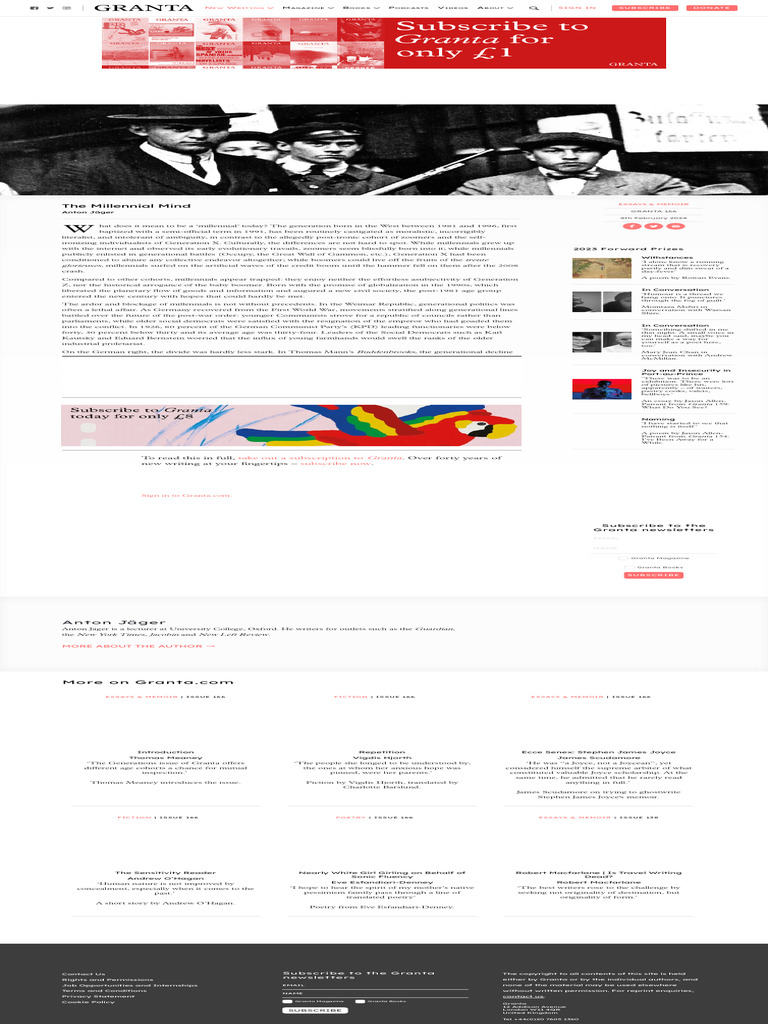 The Millennial Mind Anton Jäger Granta Pdf Millennials