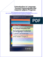 Download textbook A Critical Introduction To Language Evolution Current Controversies And Future Prospects Ljiljana Progovac ebook all chapter pdf 