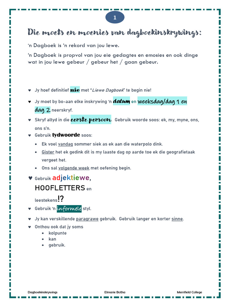 Dagboekinskrywings 2023 | PDF