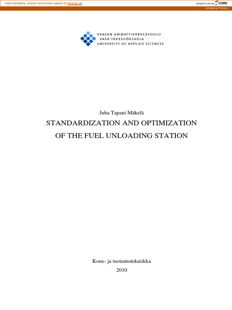 Standardization and Optimization of The Fuel Unloading Station | PDF ...
