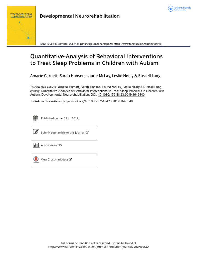 Sleep Treatments For Children With Asd | PDF | Autism Spectrum | Sleep