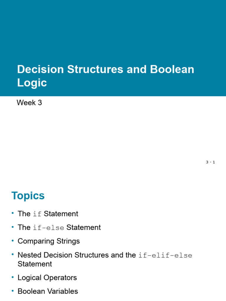 Week 3 conditional statement pdf boolean data type computer
