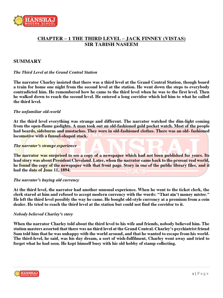 cl-12-english-vistas-ch-1-the-third-level-by-tabish-naseem-pdf