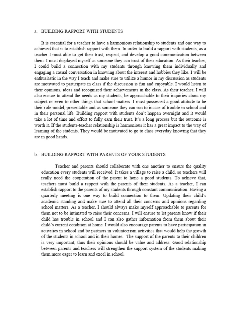 Building rapport with students pdf teachers social psychology