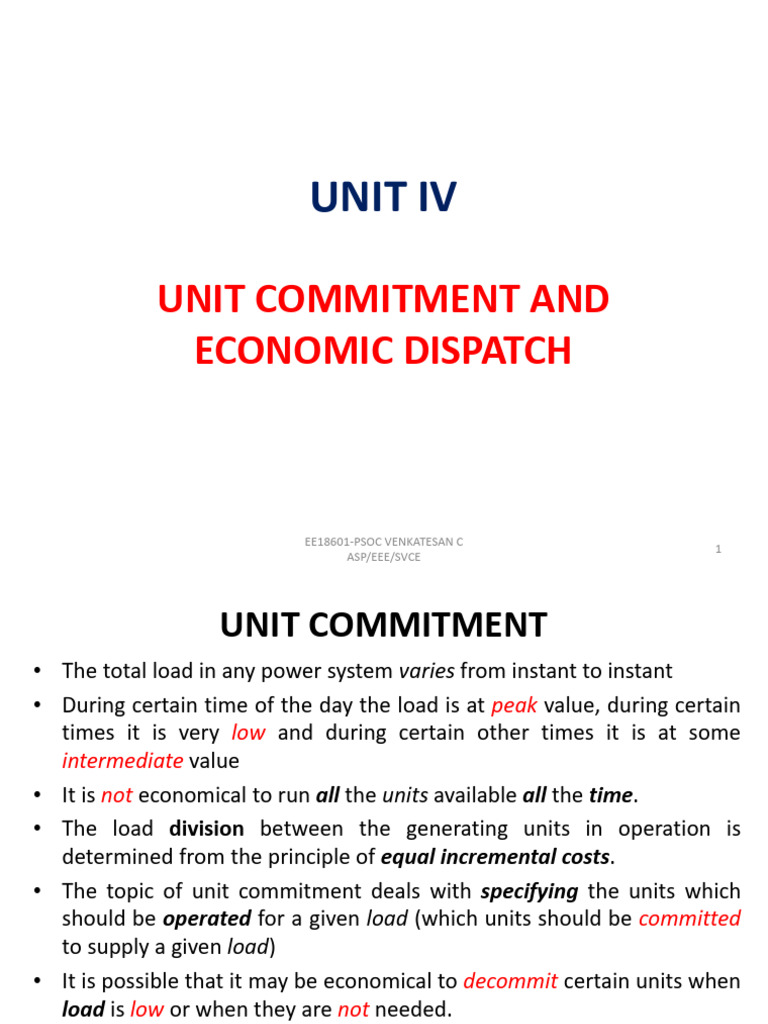 Unit Commitment and Economic Dispatch | PDF | Sustainable Development ...