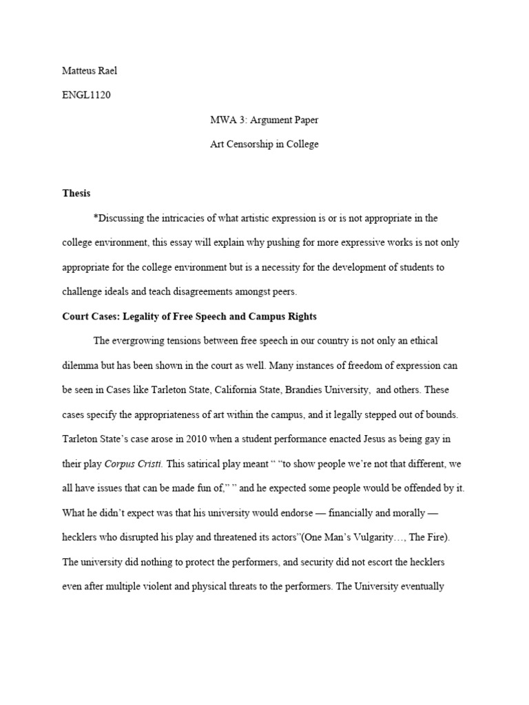 Mwa 3 Position Paper Outline - Matteus Rael 1 | PDF | Freedom Of Speech ...