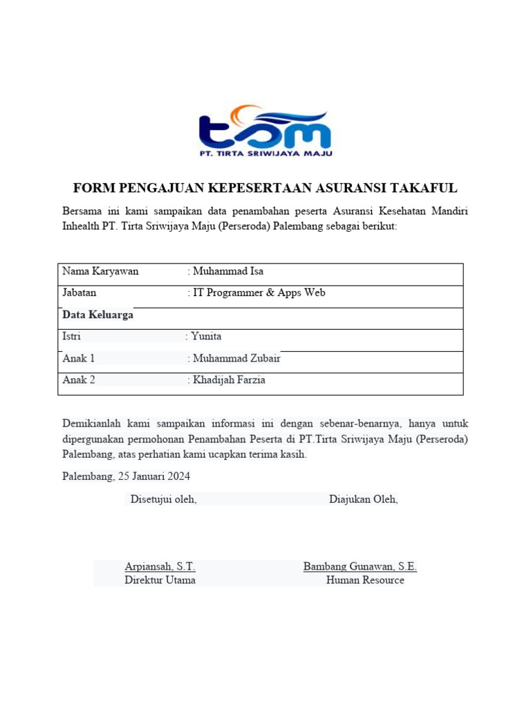 Form Pengajuan Kepesertaan Asuransi Mandiri Inhealth Pdf