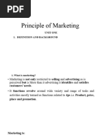 Principle of Marketing: Unit One 1. Definition and Background