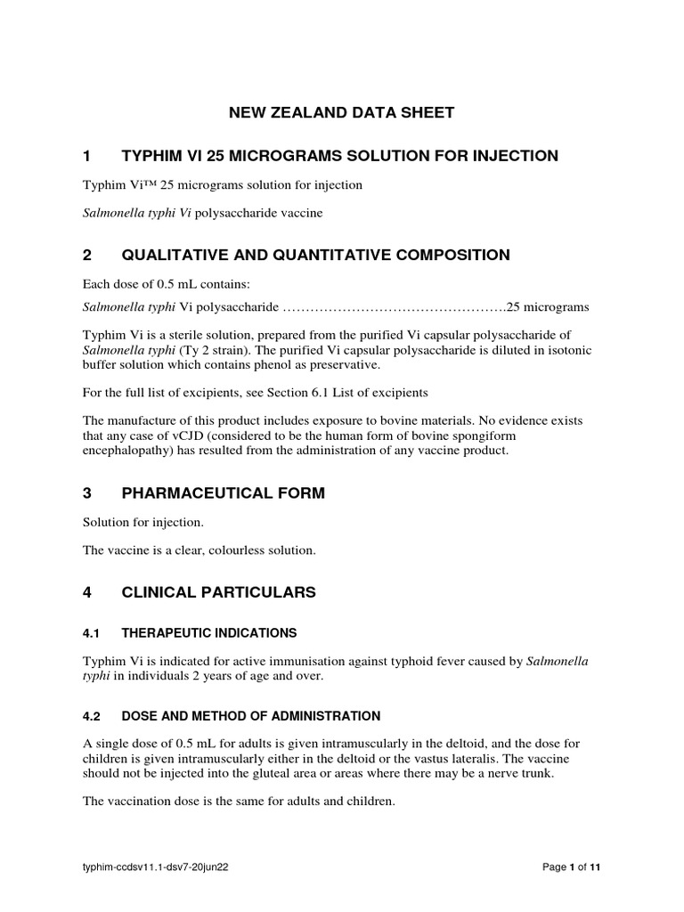 Typhimviinj | PDF | Vaccines | Injection (Medicine)