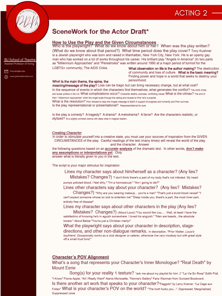 SceneWork Analysis for Actors | PDF
