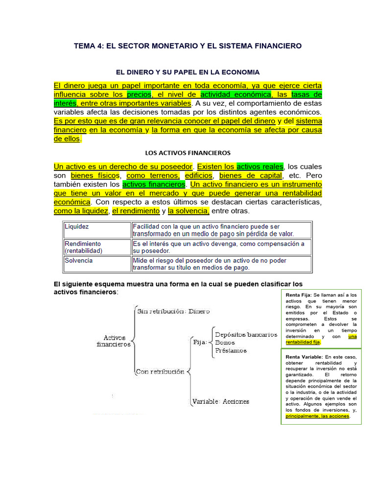 El Dinero y Su Papel en La ECONOMIA | PDF | Bancos | Dinero