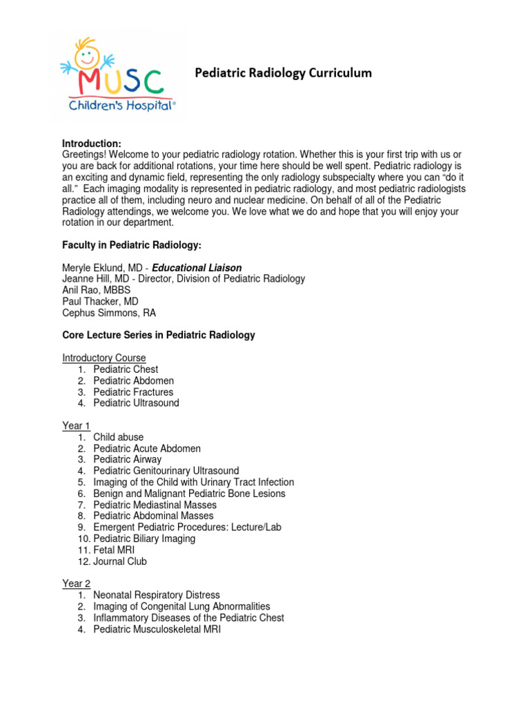Pediatric Radiology Rotation Guide | PDF | Radiology | Medical Ultrasound