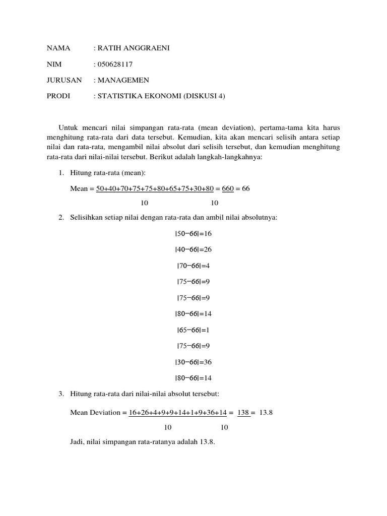 Menghitung Simpangan Rata-rata dan SD | PDF