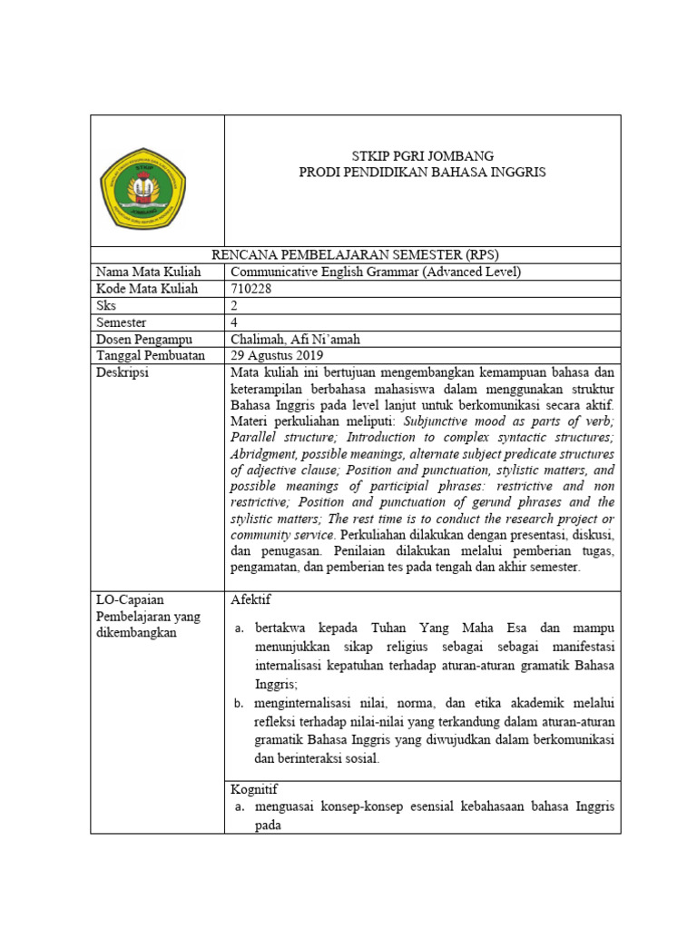5 RPS - Communicative English Grammar | PDF | Sentence (Linguistics ...