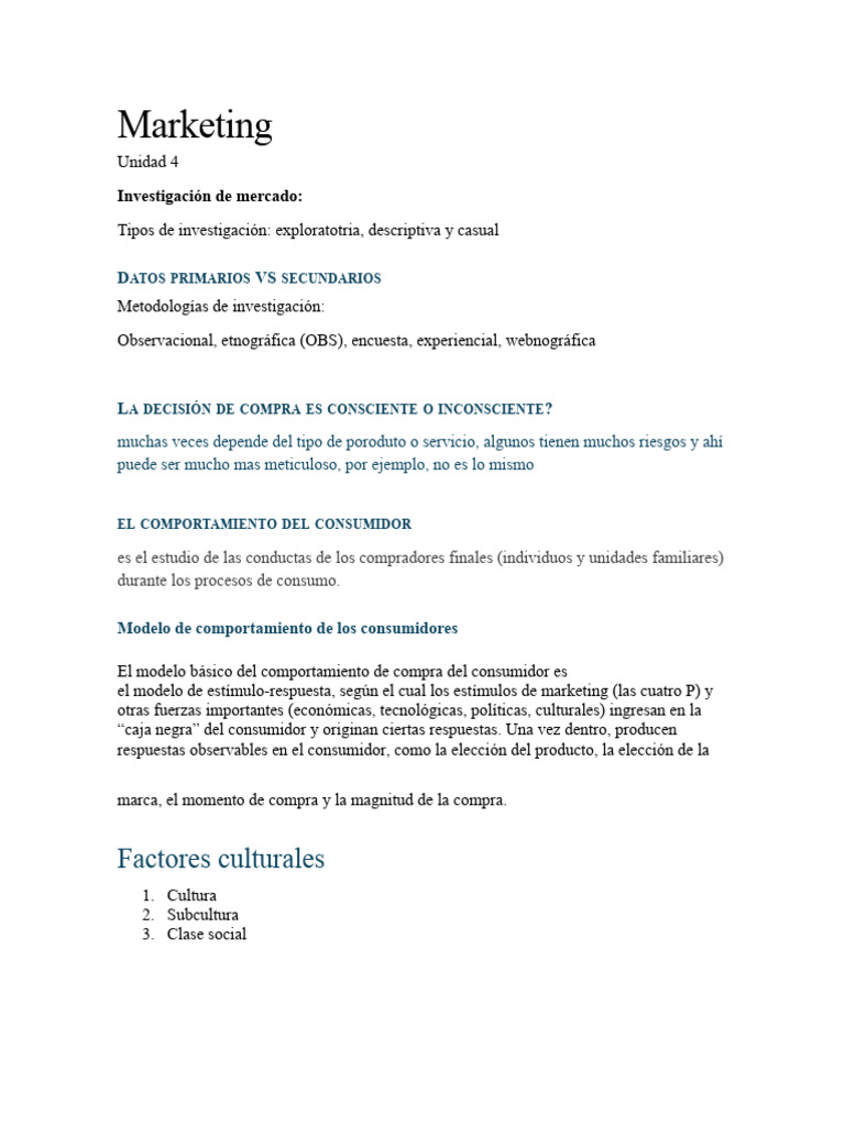 Tipos y Factores en Investigación de Mercado | PDF | Comportamiento ...