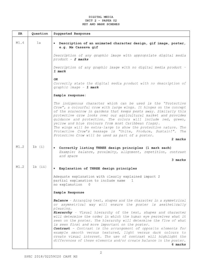 Sample Paper 2 Unit 2 Digital Media Answers | PDF